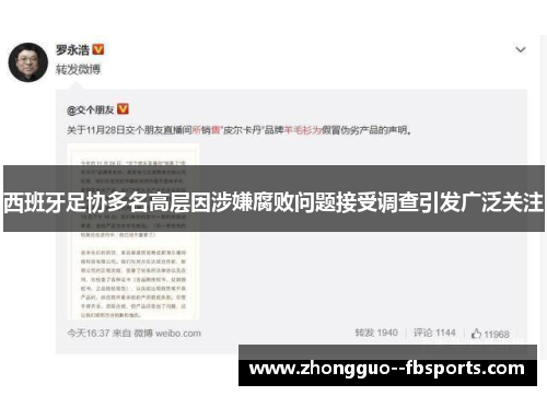 西班牙足协多名高层因涉嫌腐败问题接受调查引发广泛关注